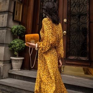 STUNNING yellow midi dress from Anthropologie
